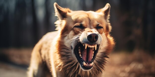 Cane aggressivo mostra denti pericolosi IA generativa