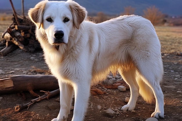 Cane Alabai bianco su una natura Ai arte generativa