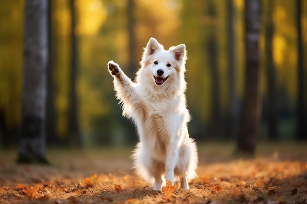 cane amichevole che scodinzola e pronto a giocare AI generato