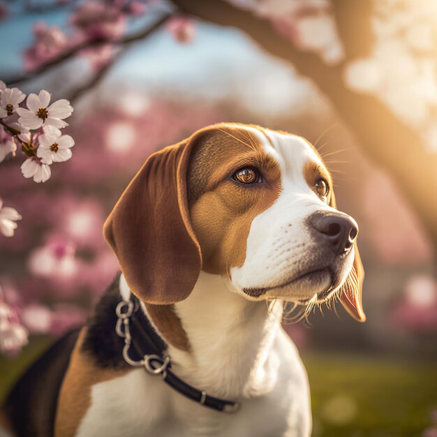 Cane beagle all'aperto come ritratto di animali domestici in dettagli realistici incantevoli