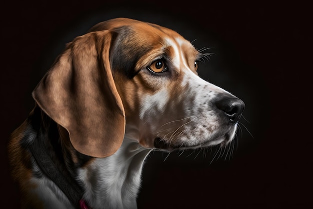 Cane Beagle in verticale su sfondo nero Rete neurale AI generata