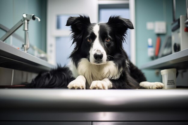 Cane carino al controllo medico presso la clinica veterinaria