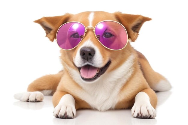 Cane che indossa occhiali da sole
