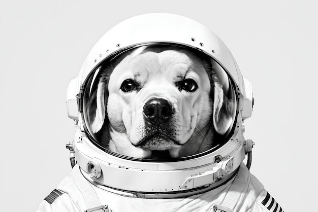 Cane che indossa un casco e una tuta da astronauta illustrato come un astronauta animale