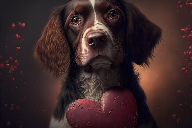 cane che tiene cuore amore san valentino