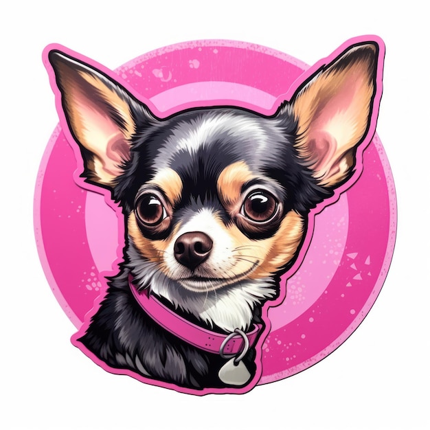 Cane Chihuahua con collare e collare rosa Illustrazione vettoriale