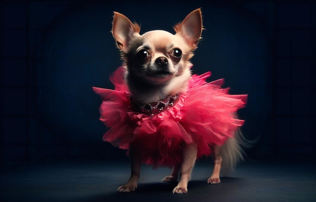 cane chihuahua in tutù rosa pubblicità di cpbs