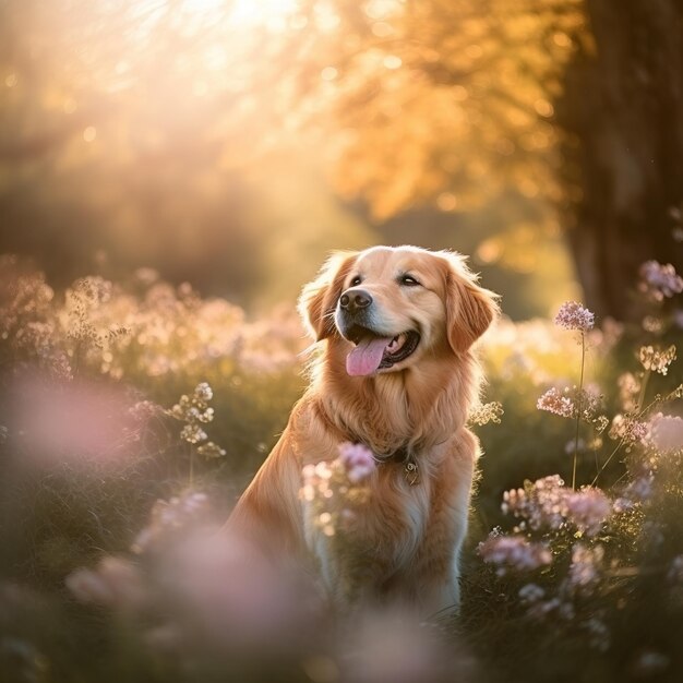 cane circondato dalla natura