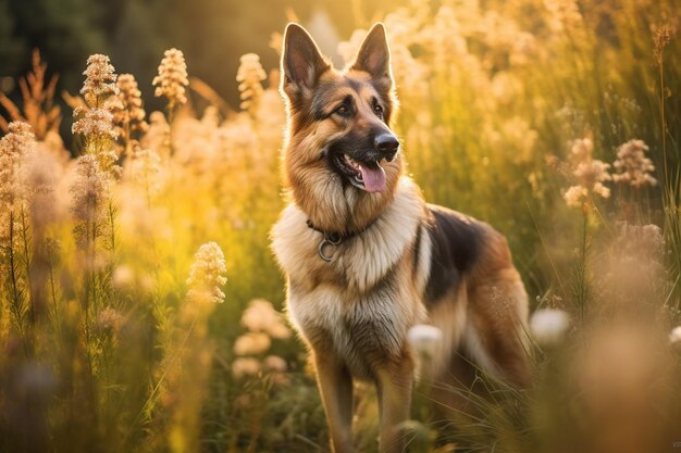 cane circondato dalla natura