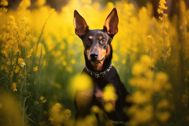 cane circondato dalla natura