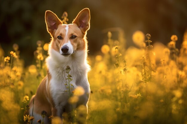 cane circondato dalla natura