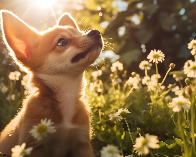 cane circondato dalla natura