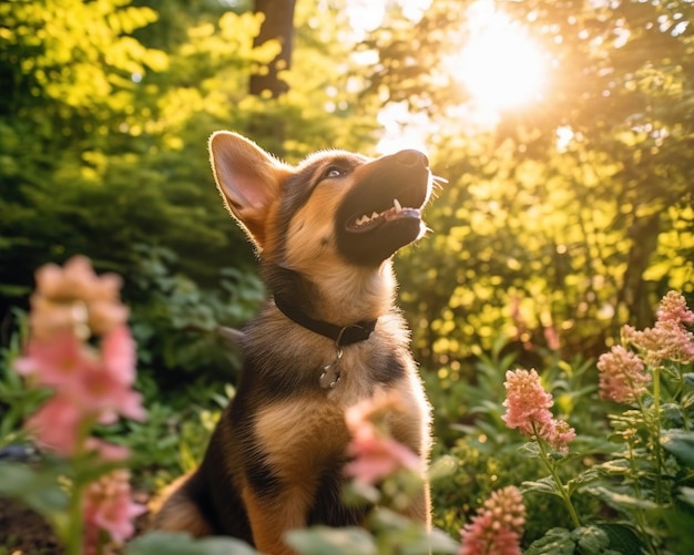 cane circondato dalla natura