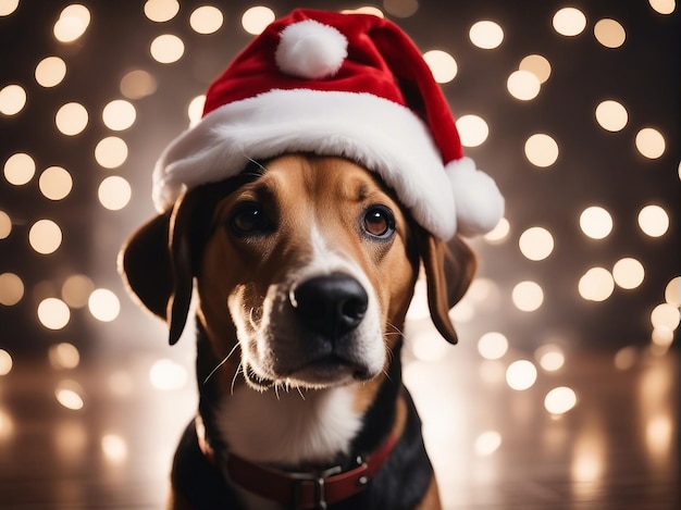 Cane con cappello di Natale