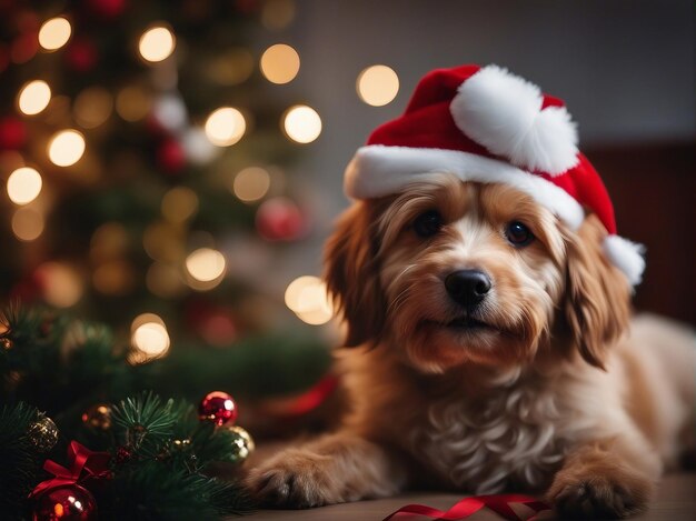 Cane con cappello di Natale