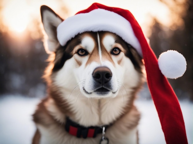 Cane con cappello di Natale