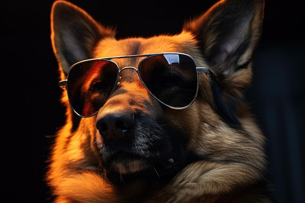 Cane con occhiali da sole assume il ruolo di un essere umano in vacanza