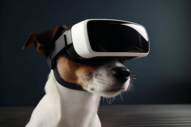 Cane con occhiali per realtà virtuale IA generativa 1