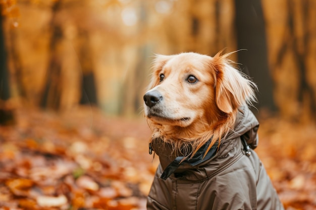 Cane con un impermeabile alla moda Il concetto di prendersi cura degli animali domestici IA generativa