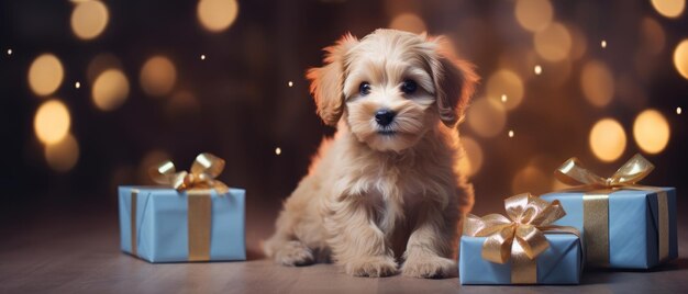 Cane con un regalo Un concetto di regalo toccante e gioioso AI generativa