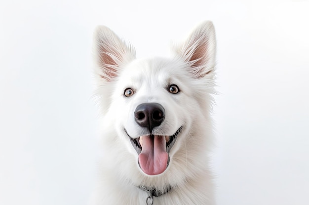 Cane cucciolo felice che sorride su uno sfondo isolato AI generativa