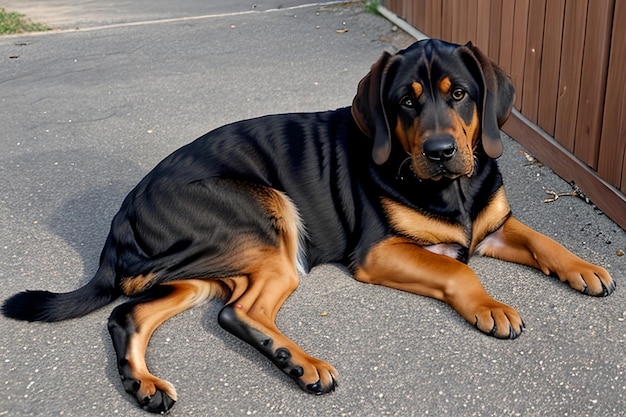 Cane da caccia nero e abbronzato