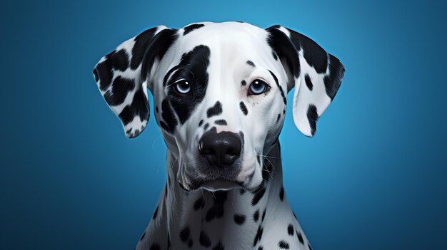 cane dalmata di fronte a uno sfondo blu