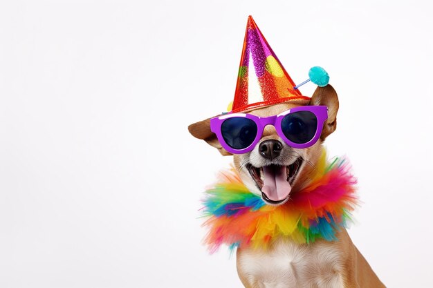 Cane divertente da festa in una somma colorata