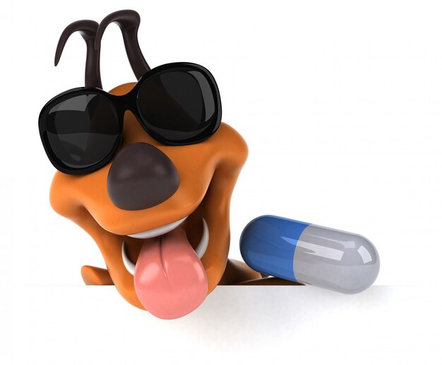 Cane divertente illustrazione 3D