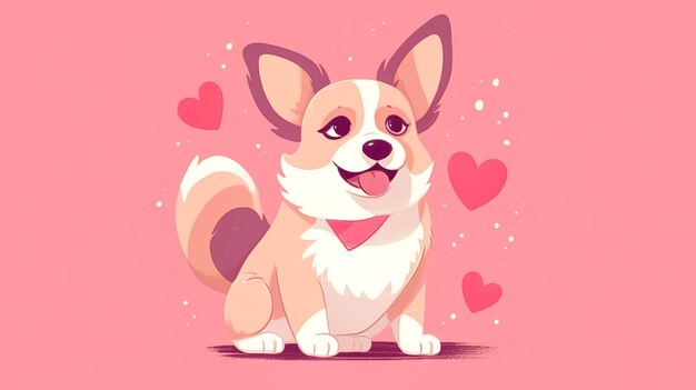 Cane e cuori su sfondo rosa ai generativo