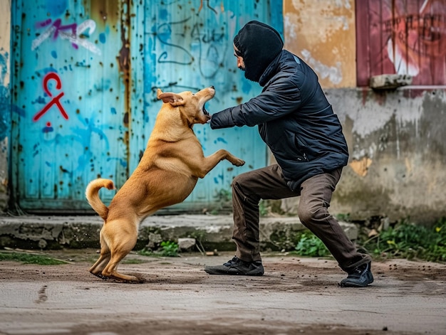 Cane e proprietario in gioco