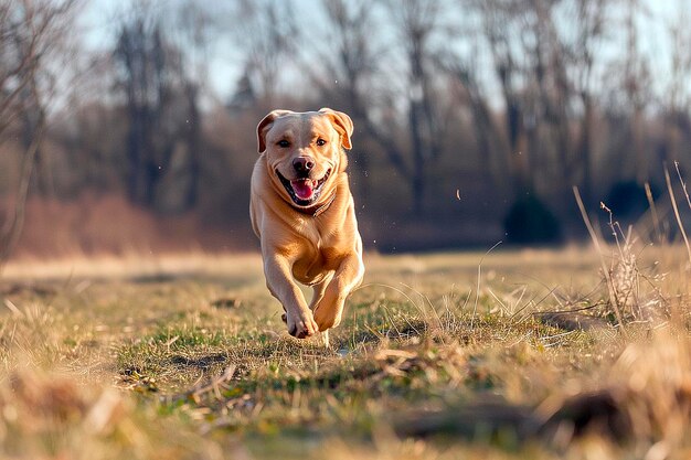 cane felice che corre nel campo