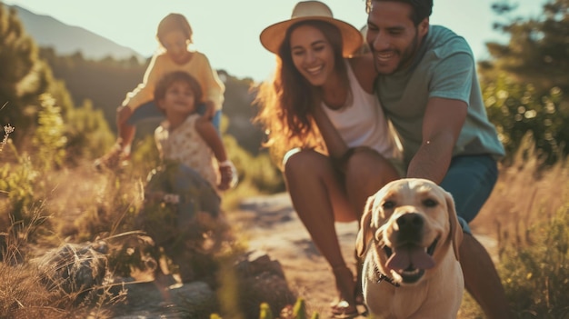 cane giocoso e il suo proprietario in natura pragma all'aperto