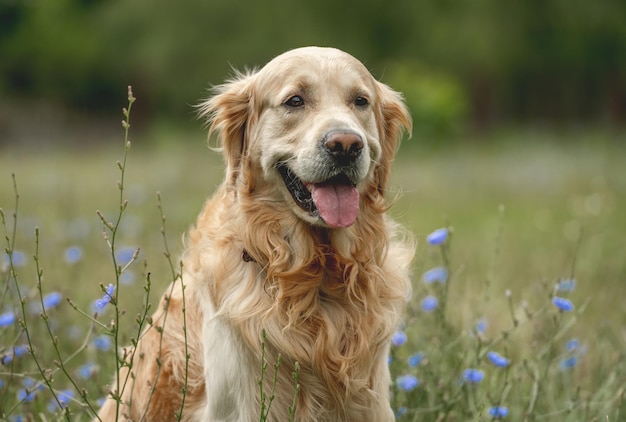 Cane golden retriever all'aperto in estate