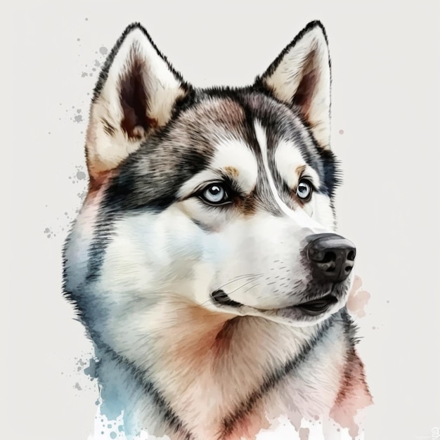 Cane husky con occhi blu e naso bianco ai generativi