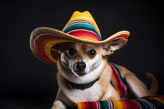 Cane in sombrero messicano vacanza Cinco de Mayo AI generato