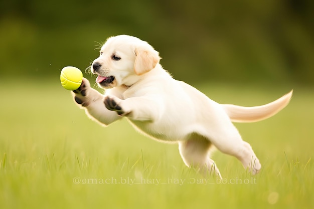 Cane Labrador Retriever che gioca con la carta da parati felice e gioiosa