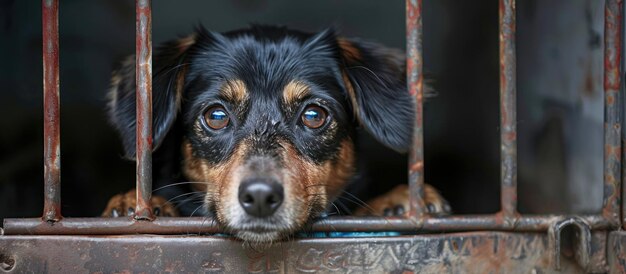 Cane nero e marrone che guarda fuori dalla finestra