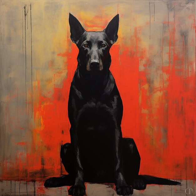 Cane nero in stile Mark Rothko