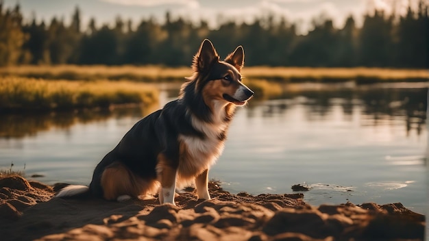 Cane Paesaggio cinematografico Sfondo Acqua di fiume