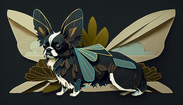 Cane Papillon Illustrazione creativa Ai Genera