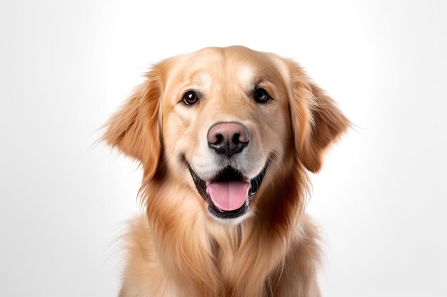 Cane retriever su sfondo bianco.