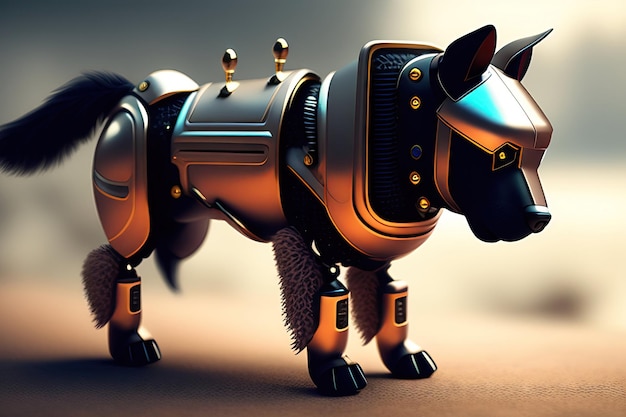 Cane robot Cavaliere futuristico robot meccanico guerriero futuro guerriero animale elettronico