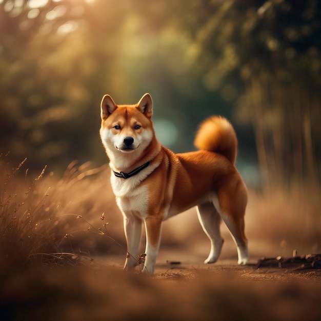 cane shiba inu sullo sfondo naturale all'aperto