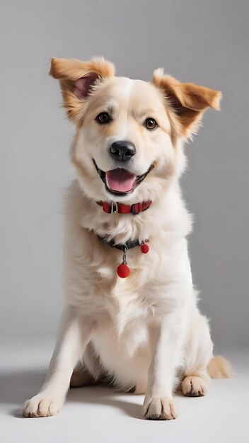 Cane sorridente e felice isolato ritratto su sfondo bianco 3