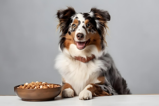 Cane sorridente soddisfatto del cibo