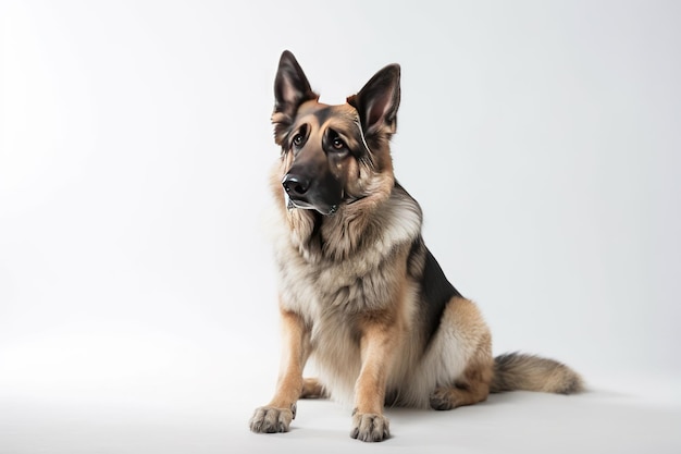 Cane su sfondo bianco corpo pieno con spazio libero