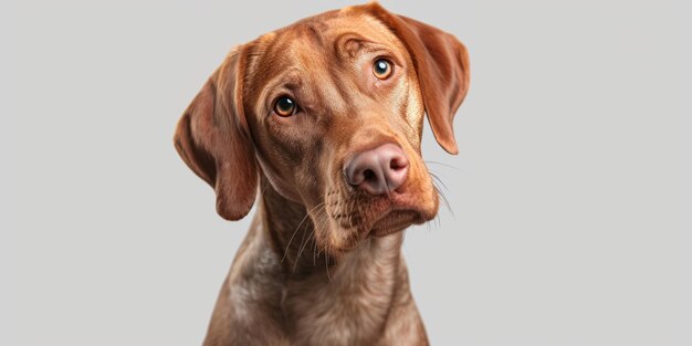 cane su uno sfondo bianco in primo piano IA generativa