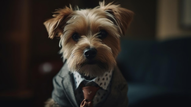 Cane vestito da impiegato IA generativa