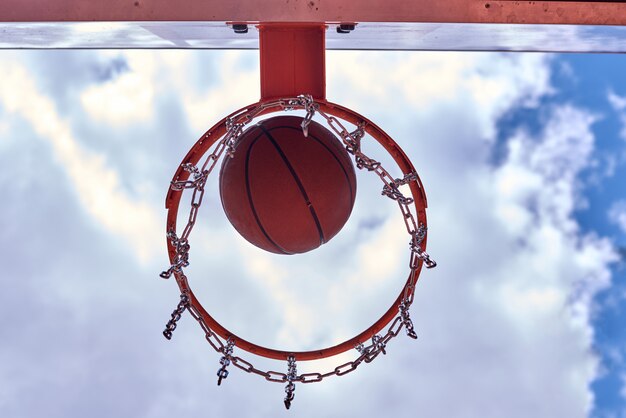 Canestro da basket dal punto di vista negativo